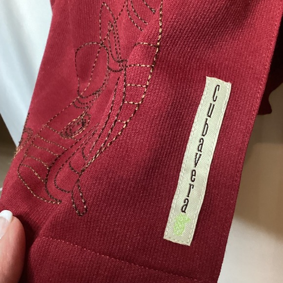 Cubavera Mens Burgundy Embroidered Short Sleeve Button Up Shirt - Picture 6 of 12